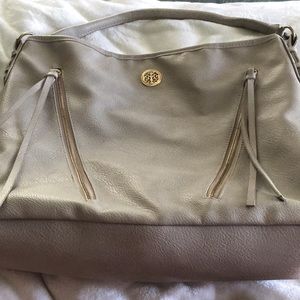 grey leather purse